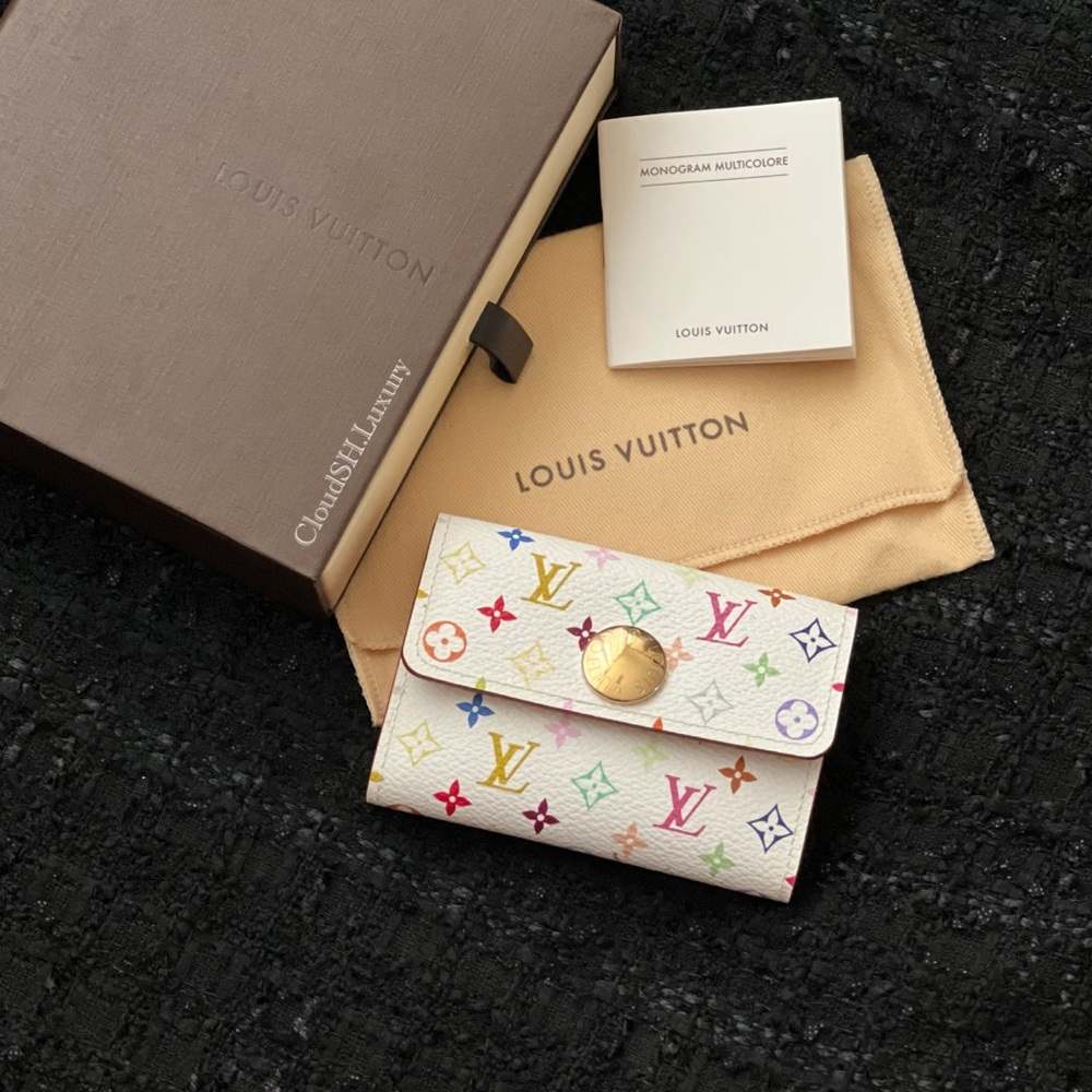 Louis Vuitton White Multicolor Card Holder - Kept Unused